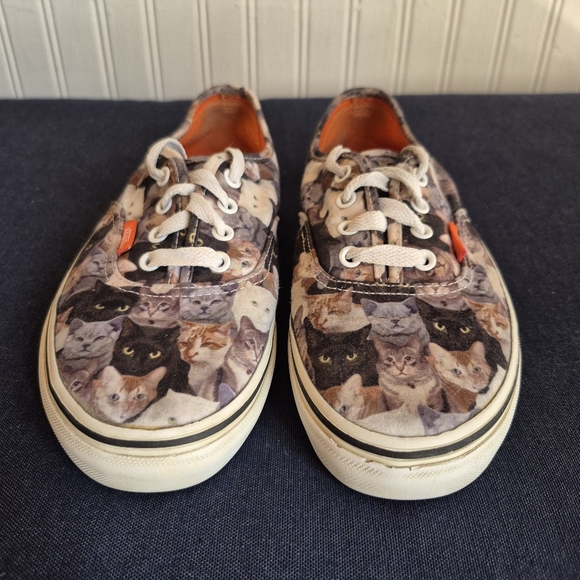 VANS ASPCA Collab Kitty Cat Print Skate Sneakers Shoes Off The Wall Kids Size 3 - Picture 1 of 12